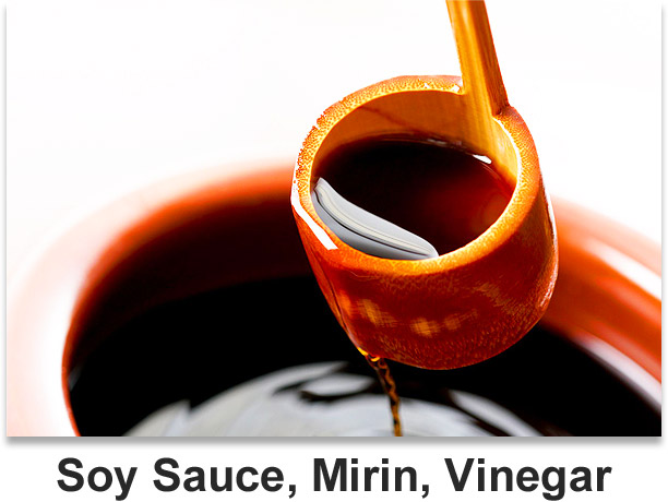 Soy Sauce, Mirin, Vinegar