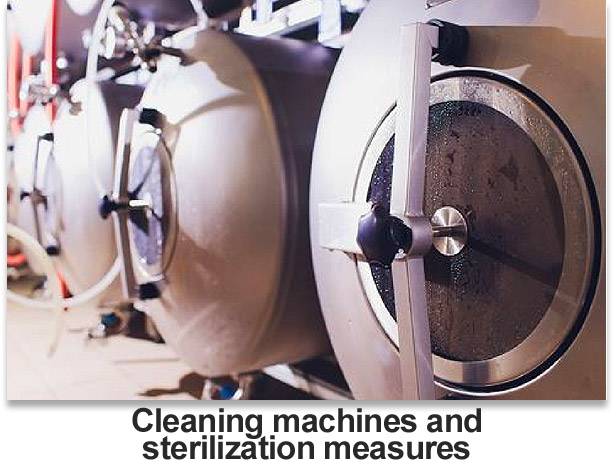 Cleaning machines and sterilization measures